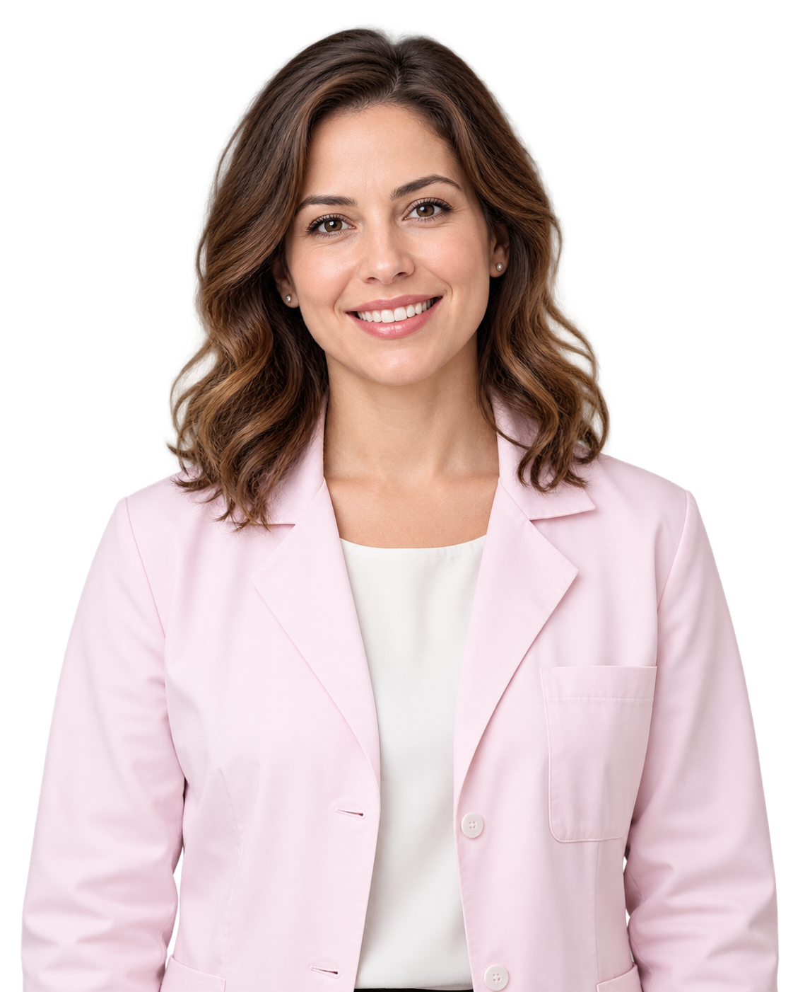 Retrato de campanha: terapeuta com jaleco rosa